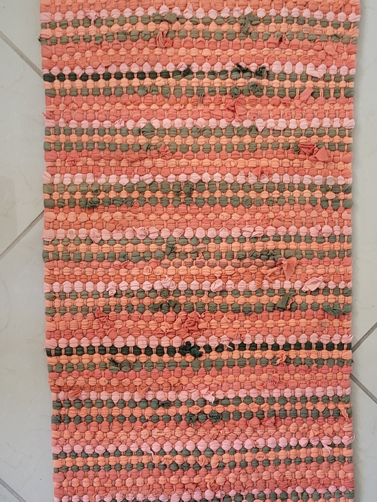 made in india Other - Woven Coral and Olive Stripe Rag Rug